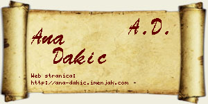 Ana Dakić vizit kartica